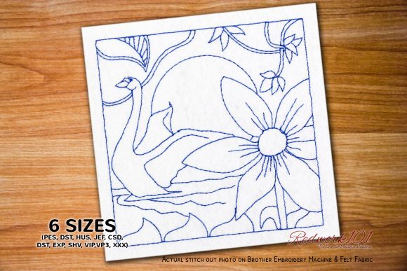 Swan in Water at Sunset Time Redwork Review